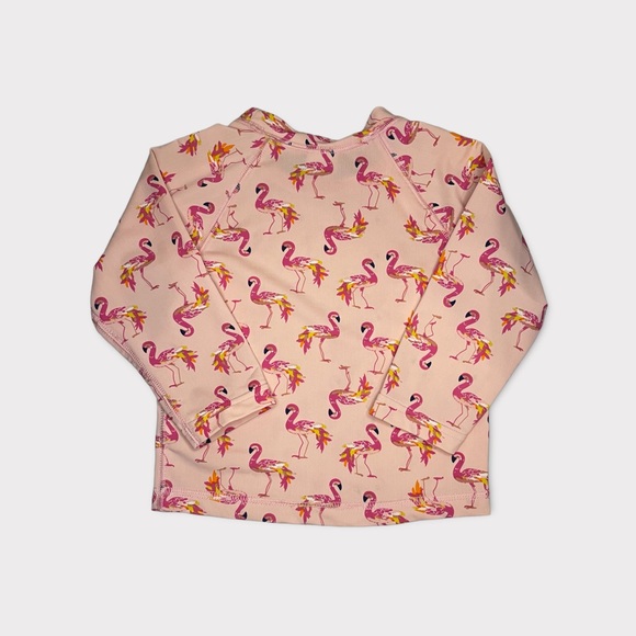 Egg Flamingo Pattern Pink Rash Guard - Picture 3 of 4
